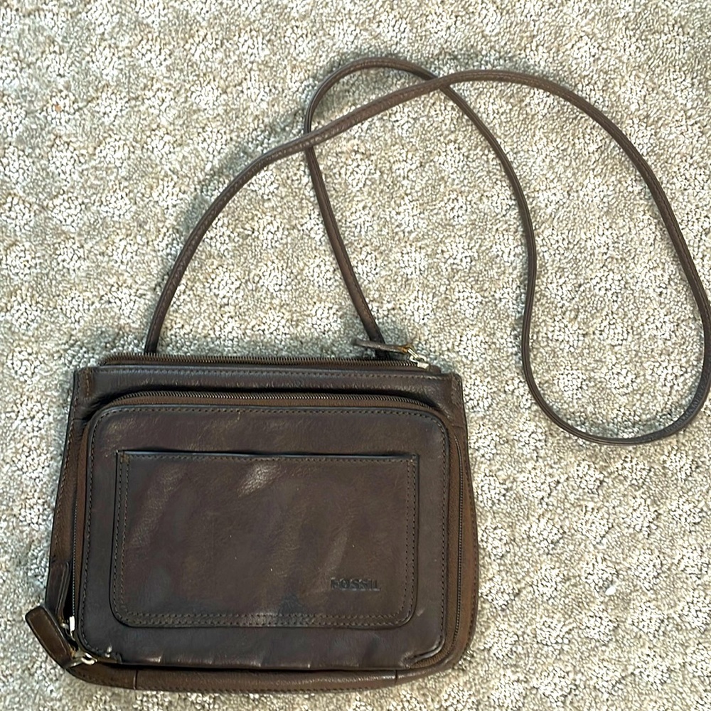 Shoulder or cross body leather handbag with built in wallet area